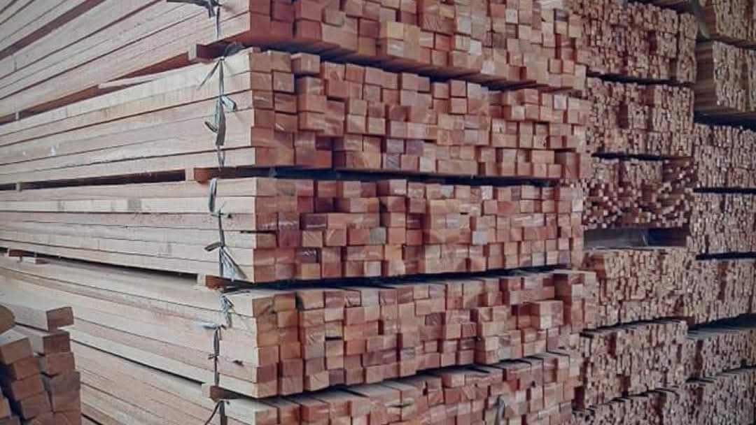 Stok kayu di gudang UD Murdoni Rouf Abadi