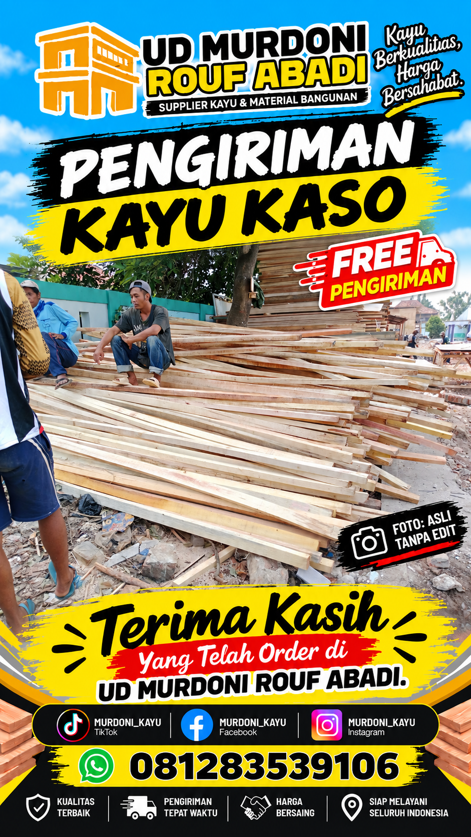 Dokumentasi pengiriman kayu kaso