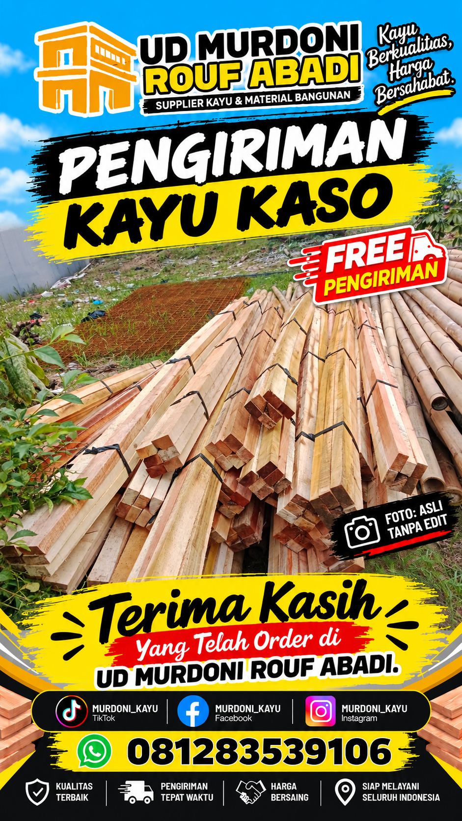 Dokumentasi pengiriman kayu kaso