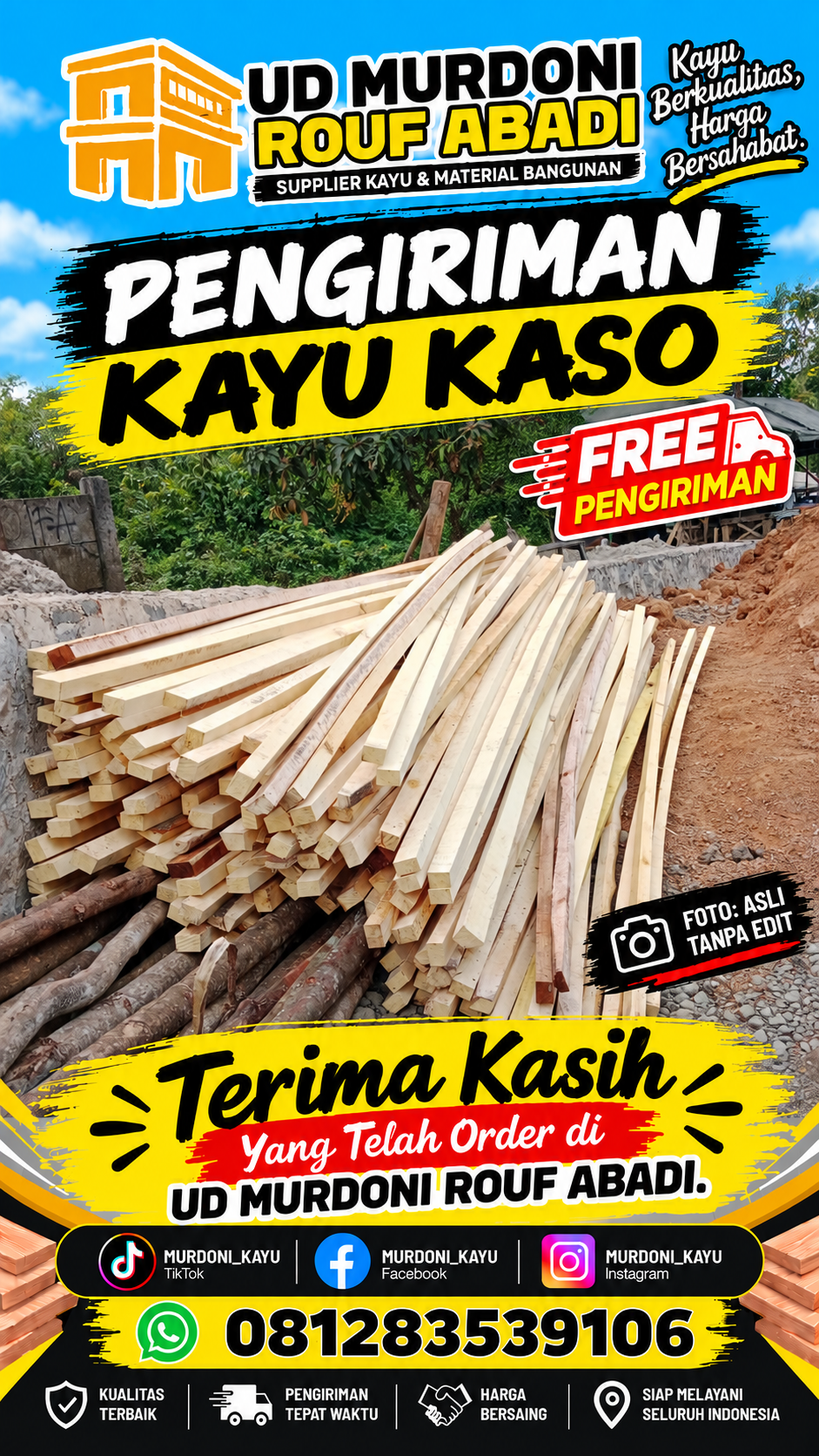 Dokumentasi pengiriman kayu kaso